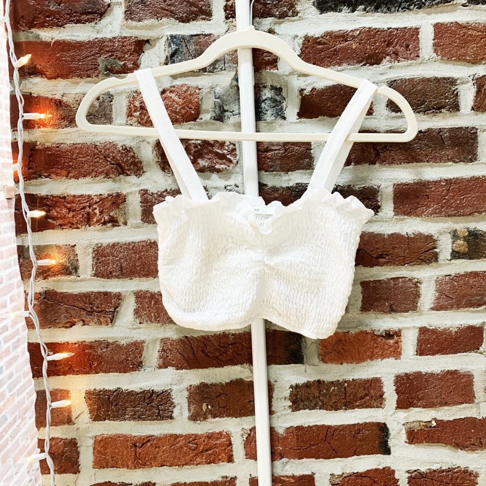 PacSun white/cream sinched crop top